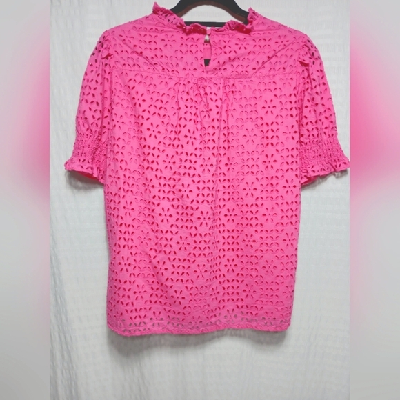J.Crew Ladies Smocked Puff Sleeve Top In Eyelet . Size S - Picture 6 of 8